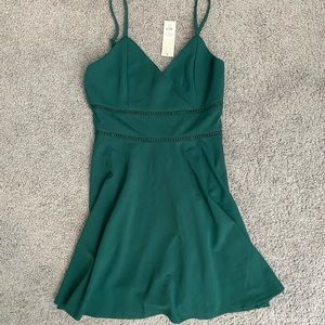 Francesca's Green Vneck Skater Dress M